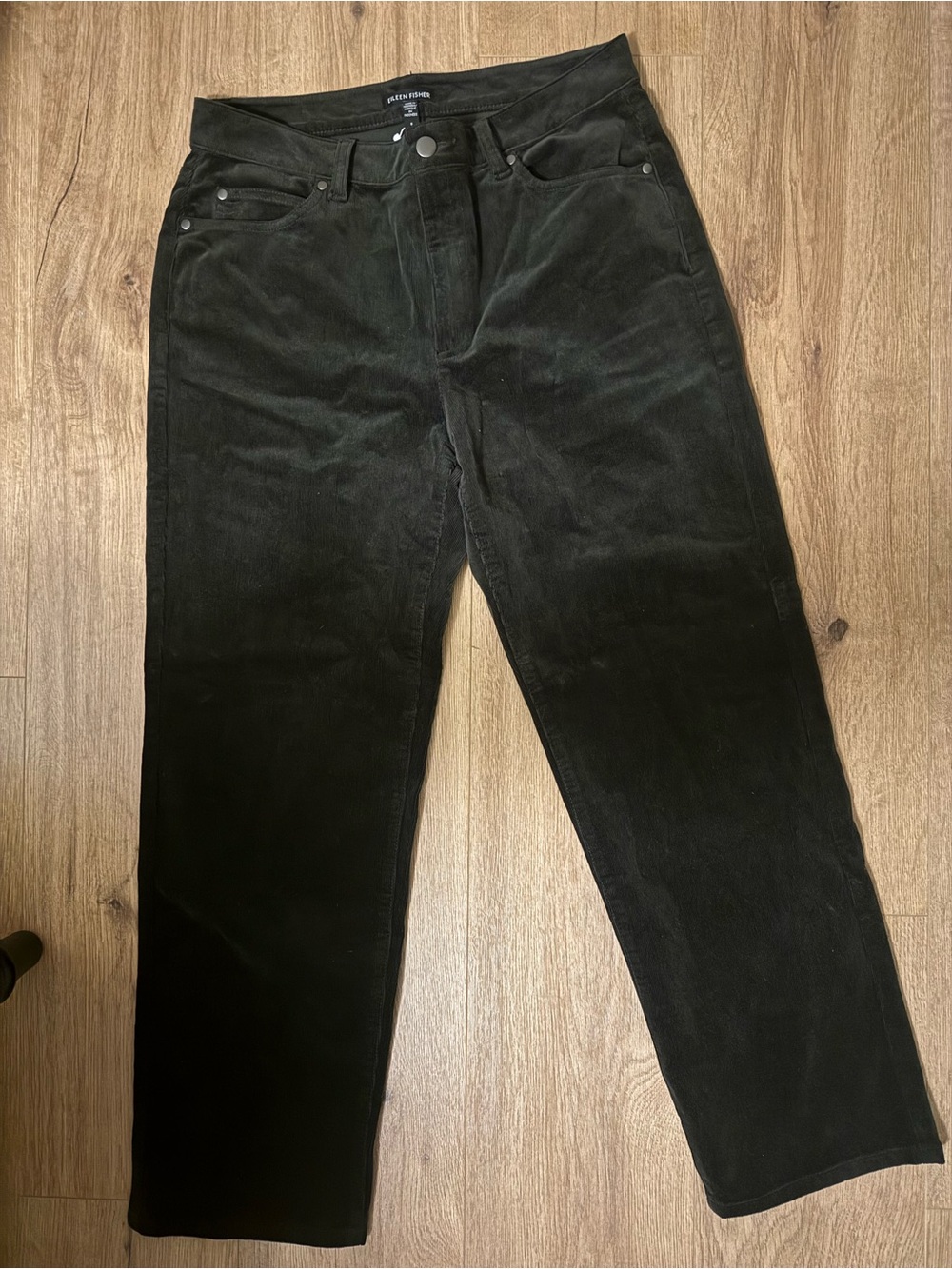 Eileen Fisher 8 Hi Waist Straight Ankle Jeans Corduroy Cords Green NWT New